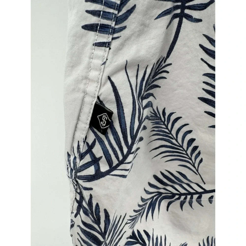 Indigo Star Hawaiian Shirt Men's Size L Cotton Relaxed Fit Floral Tropical Aloha